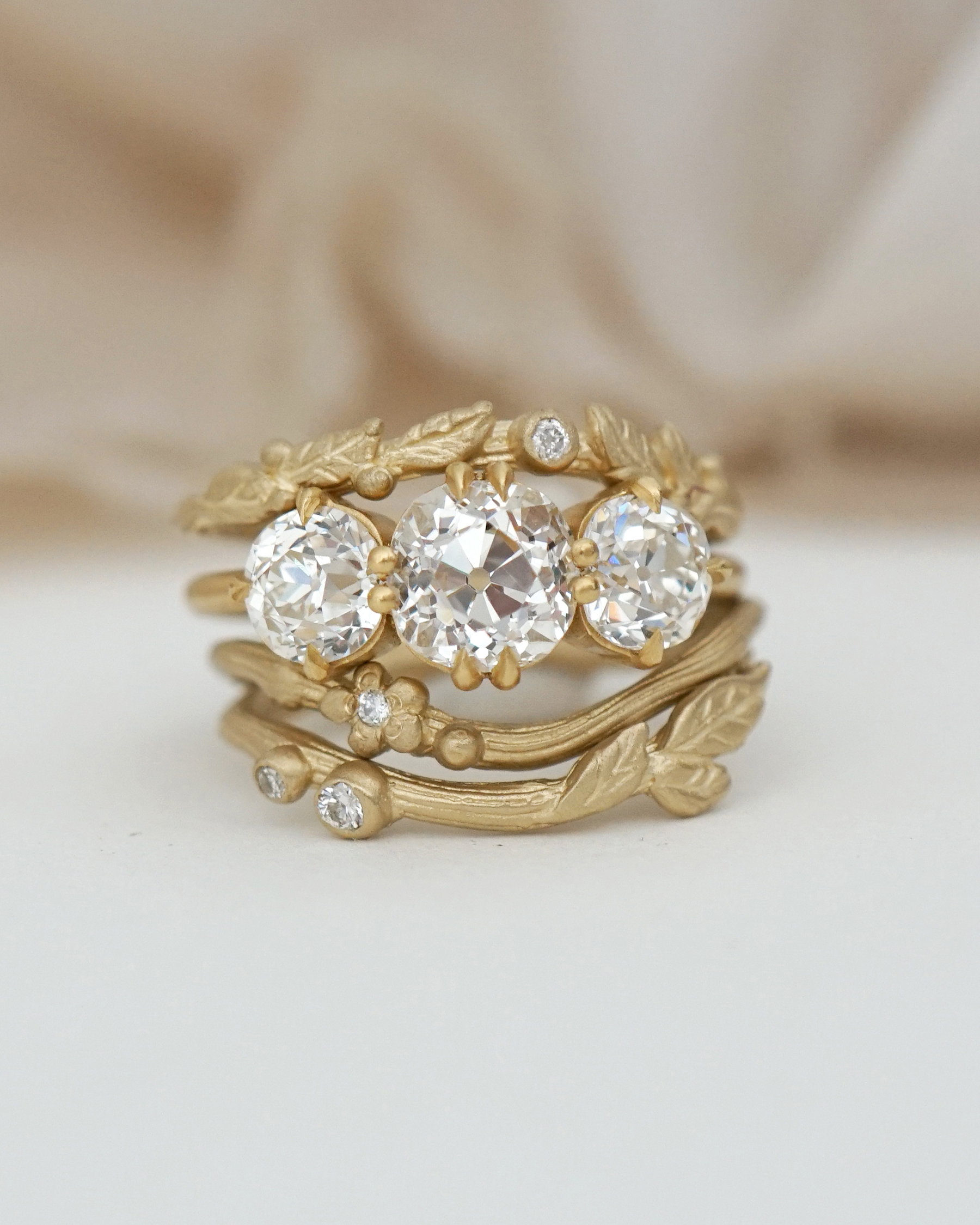 antique diamond three stone engagement ring