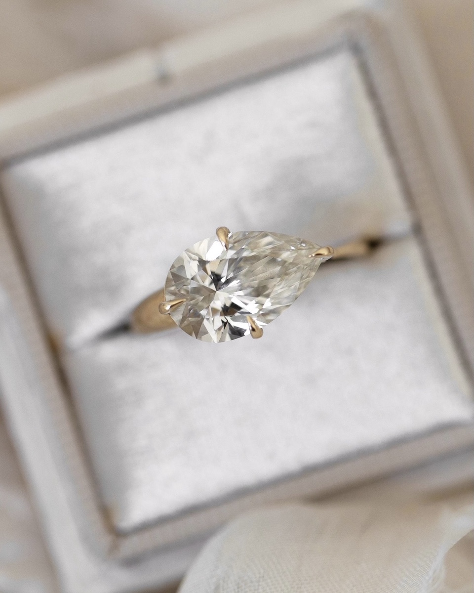 unique engagement ring, lab made diamonds