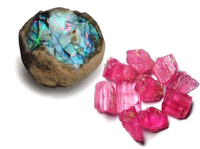 October Birthstones - Raw Opal & Pink Tourmaline
