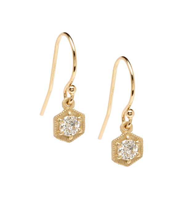 Fall Jewelry Simple Hammered Hexagon Geometric Studs Minimalist Stud Earrings 