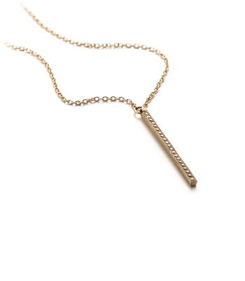 Ethically Sourced Pave Diamond Bar Sky Scraper Necklace designed by Sofia Kaman handmade in Los Angeles