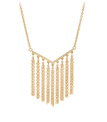 Diamond Chevron 14K Gold Fringe Bridal Necklace Perfect for Unique Engagement Rings designed by Sofia Kaman handmade in Los Angeles