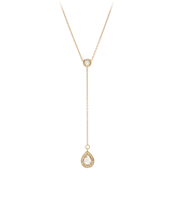Pear Shape Diamond Pendant Lariat Necklace