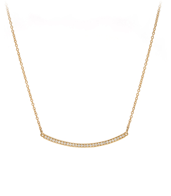 Minimal Modern 14K Gold Diamond Bar Necklace Perfect For Engagement Rings designed by Sofia Kaman handmade in Los Angeles