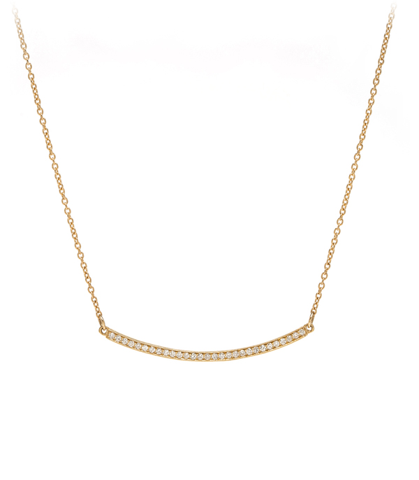 Minimal Modern 14K Gold Diamond Bar Necklace Perfect For Engagement Rings designed by Sofia Kaman handmade in Los Angeles using our SKFJ ethical jewelry process.
