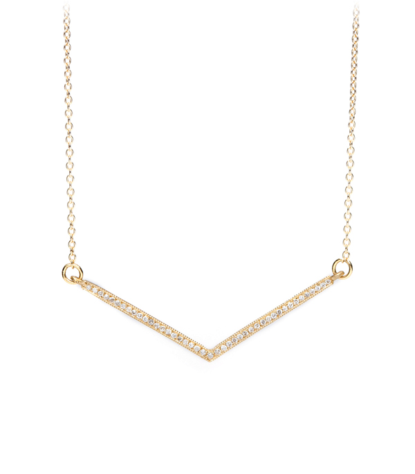 Gold Chevron Pave Diamond Necklace