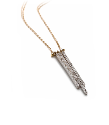 Ethically Sourced Diamond Accent Triple Bar Sky Scraper Necklace designed by Sofia Kaman handmade in Los Angeles