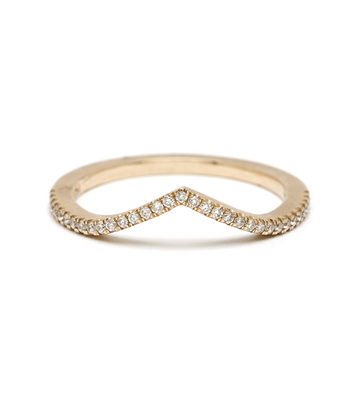 Gold Chevron Pave Diamond Stacking Ring Bohemian Wedding Band designed by Sofia Kaman handmade in Los Angeles