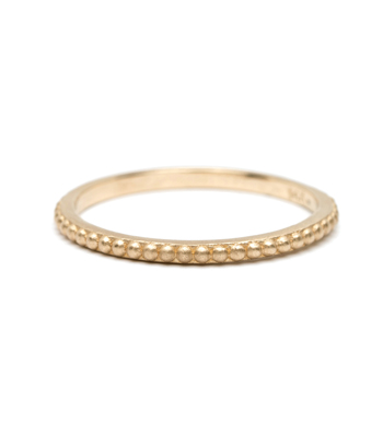 Beaded Nail Head Gold Stacking Ring designed by Sofia Kaman handmade in Los Angeles