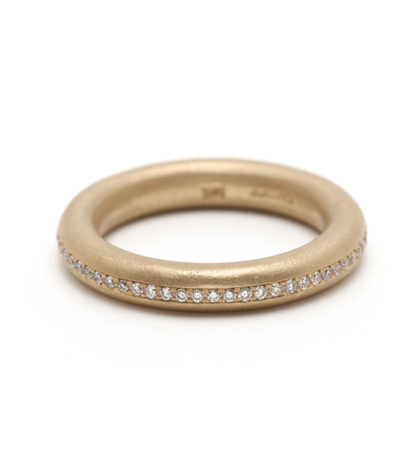 Matte Gold Channel Set Diamond Stacking Donut Band