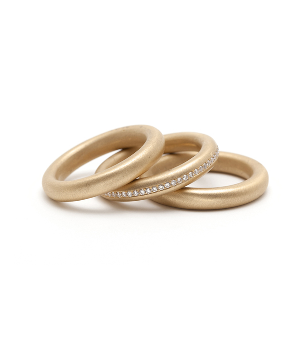 Matte Gold Channel Set Diamond Stacking Donut Band