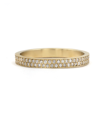14K Gold Two Row Pave Diamond Eternity Wedding Band For Unique Engagement Rings designed by Sofia Kaman handmade in Los Angeles