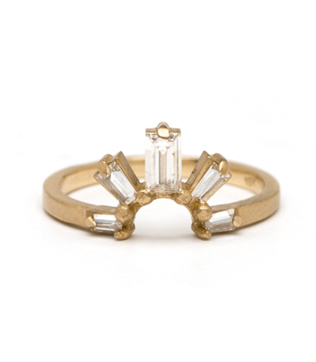 Sunrise Gold Diamond Boho Stacking Ring Handmade Wedding Band designed by Sofia Kaman handmade in Los Angeles
