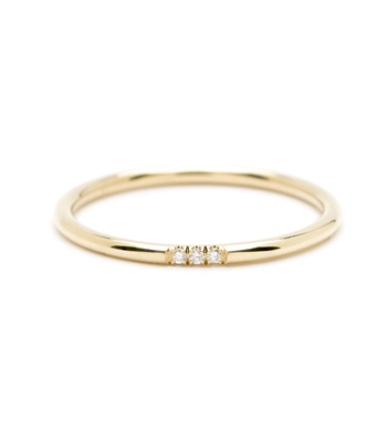 14K Gold Wire Band Triple Diamond Bohemian Stacking Band  designed by Sofia Kaman handmade in Los Angeles
