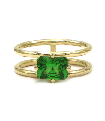 Ethically Mined Green Grossular Kiwi Garnet Engagement Ring designed by Sofia Kaman handmade in Los Angeles
