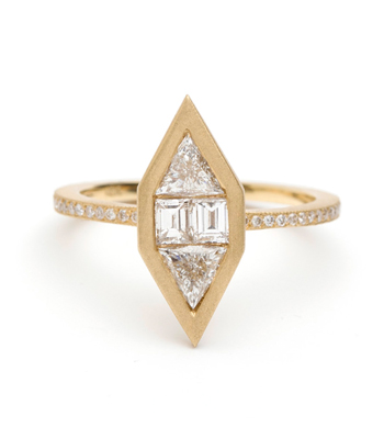 Mosaic Diamond Bohemian Engagement Ring designed by Sofia Kaman handmade in Los Angeles