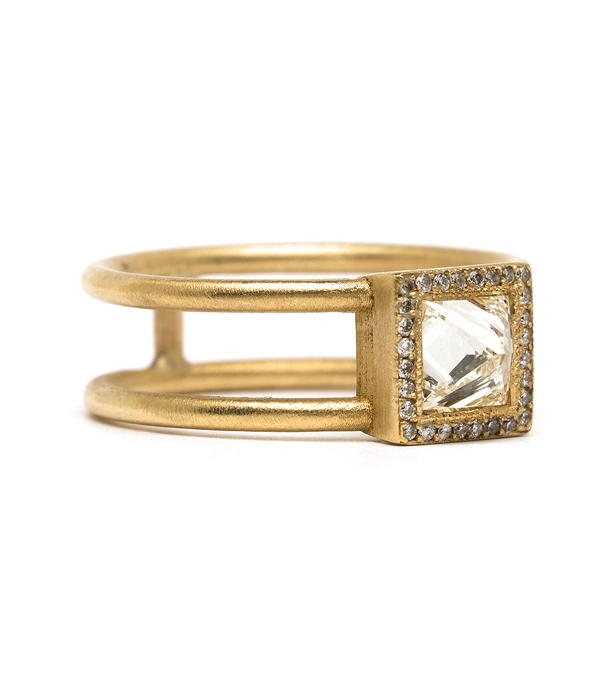 14k Matte Gold Diamond Ring