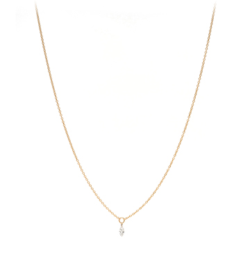 14K Gold Classic Style Single Marquise Diamond Drop Every Day Layering Necklace designed by Sofia Kaman handmade in Los Angeles