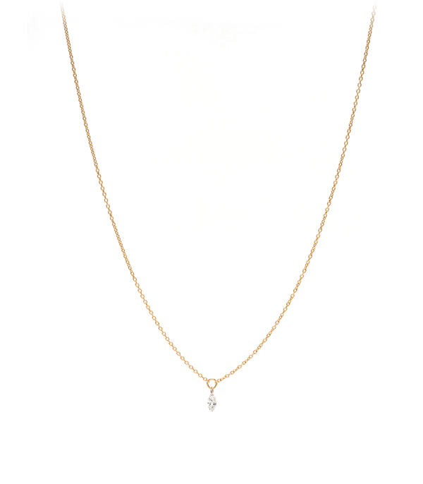 14K Gold Classic Style Single Marquise Diamond Drop Every Day Layering Necklace designed by Sofia Kaman handmade in Los Angeles using our SKFJ ethical jewelry process.