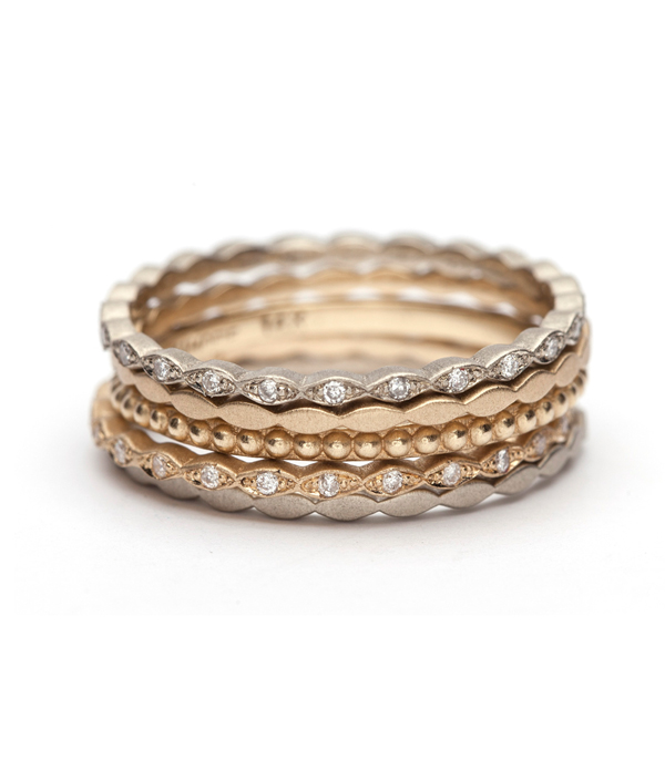 Petite Marquis Pave Eternity Band Stacked