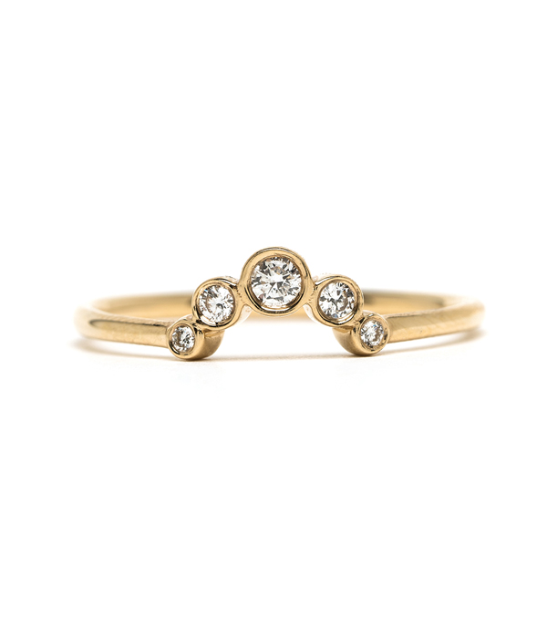 Gold Diamond Handmade Stacking Ring Sunrise Stackable Wedding Band designed by Sofia Kaman handmade in Los Angeles using our SKFJ ethical jewelry process.