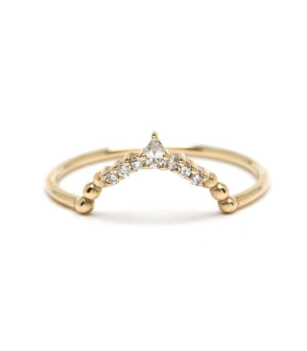 14K Gold Pear Shape Diamond Petite Boho Stacking Wedding Band designed by Sofia Kaman handmade in Los Angeles using our SKFJ ethical jewelry process.