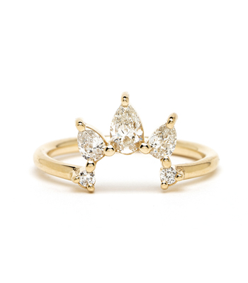 Sunrise Pear Shaped Diamond Nesting Band for Engagement Rings designed by Sofia Kaman handmade in Los Angeles
