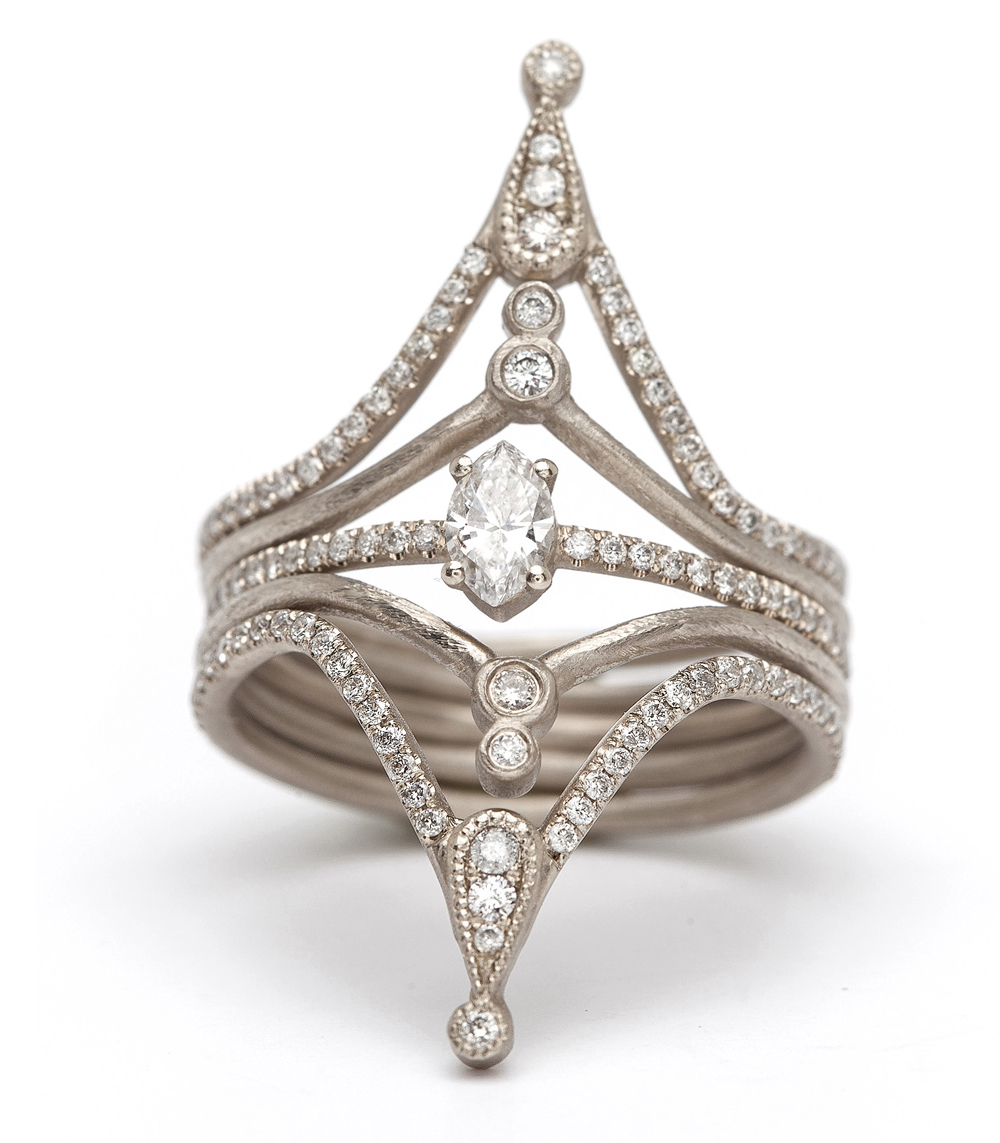 Diamond Bezels Tiara Ring Stacked