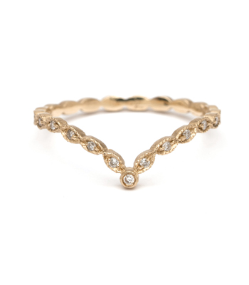 Dramatic Vintage Inspired Pave Set Diamond Boho Bridal Stacking Ring designed by Sofia Kaman handmade in Los Angeles