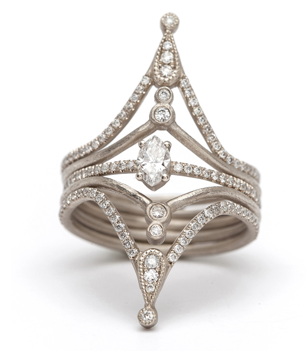 Petite Marquis Solitaire With Diamond Band Bling Stack