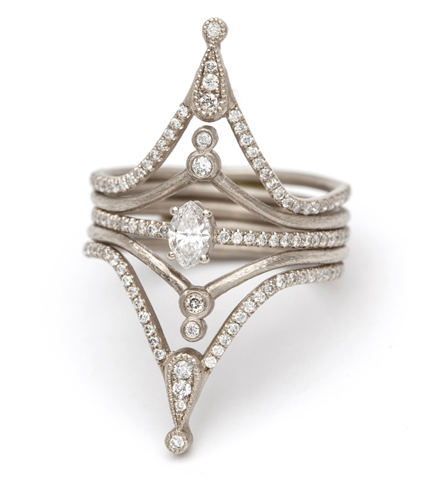 Petite Marquis Solitaire With Diamond Band Bling Stack