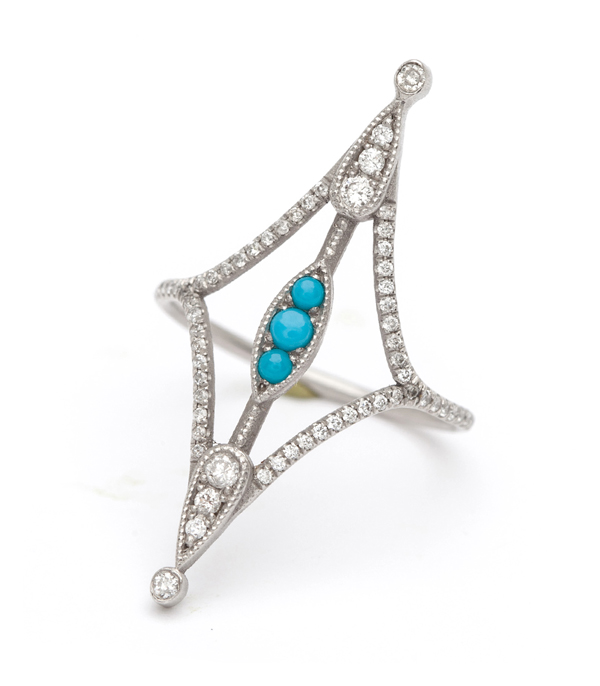 Pixie Ring With Turquoise And Diamonds