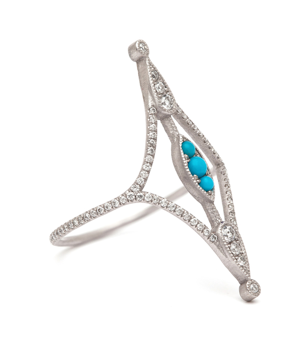Pixie Ring With Turquoise And Diamonds