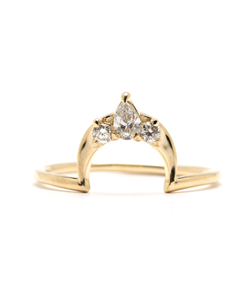14k Gold Diamond Crescent Stacking Band for Unique Engagement Rings designed by Sofia Kaman handmade in Los Angeles