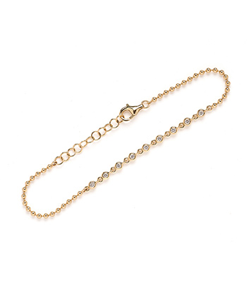 14K Gold Ball Chain Bracelet with Diamonds makes a Perfect Bridesmaid Gift or a Gift for Mom designed by Sofia Kaman handmade in Los Angeles