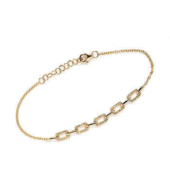 14K Gold and Diamond Link Chain Bracelet Graduation Gift or Bridesmaid Gift designed by Sofia Kaman handmade in Los Angeles