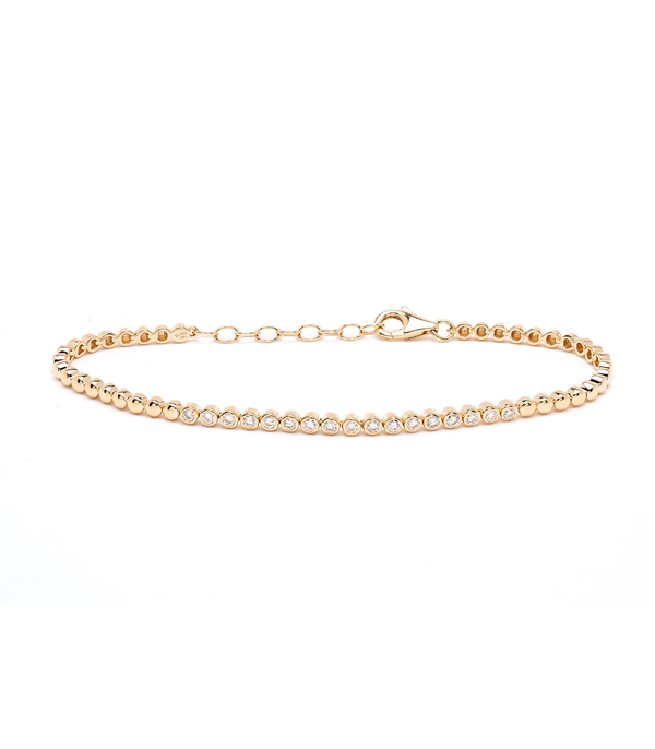 14k Gold Diamond Bezels Bracelet for 2 Carat Diamond Rings and Bohemian Engagement Rings designed by Sofia Kaman handmade in Los Angeles using our SKFJ ethical jewelry process.