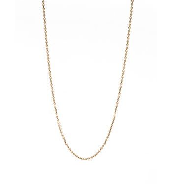 14K Shiny Yellow Gold 2mm Ball Chain Necklace for 1 Carat Diamond Ring designed by Sofia Kaman handmade in Los Angeles