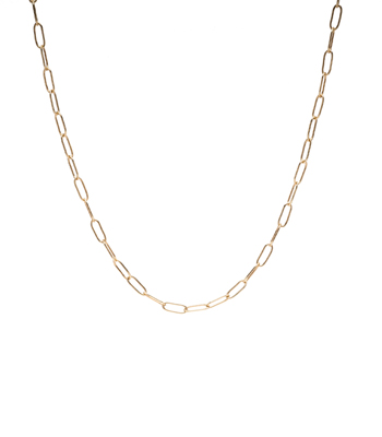 14K Shiny Yellow Gold 2mm Paperclip Chain for 3 Carat Diamond Ring designed by Sofia Kaman handmade in Los Angeles