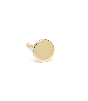 14K Shiny Yellow Gold Infinity Disc Single Stud Earring Each Sold Separately Perfect for Mixing and Matching designed by Sofia Kaman handmade in Los Angeles