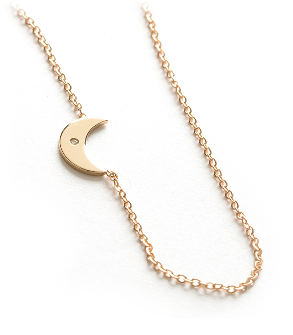Moon Necklace Minimal Necklace Gold Moon Necklace Moon Turquoise Necklace Celestial Jewelry Simple Gold Necklace Tiny Moon Necklace