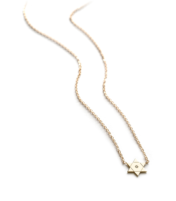14k Gold Star Of David Charm Necklace By Sofia Kaman