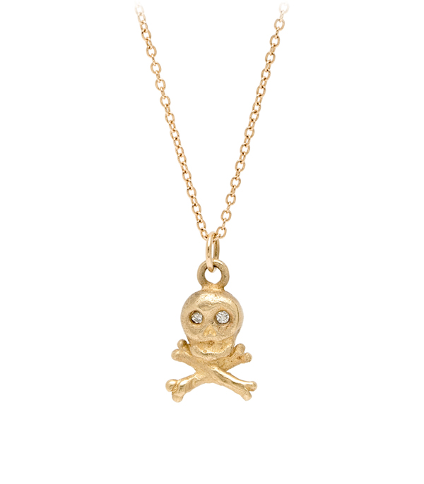 Sofia Kaman Gold Skull Necklace