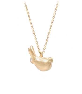 14K Gold Luck Rabbit Charm Necklace designed by Sofia Kaman handmade in Los Angeles