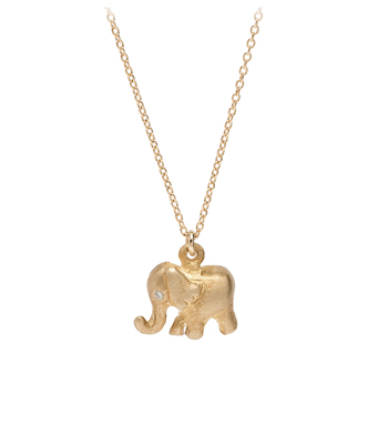 Charm Necklaces 14K Gold Elephant Charm Necklace designed by Sofia Kaman handmade in Los Angeles