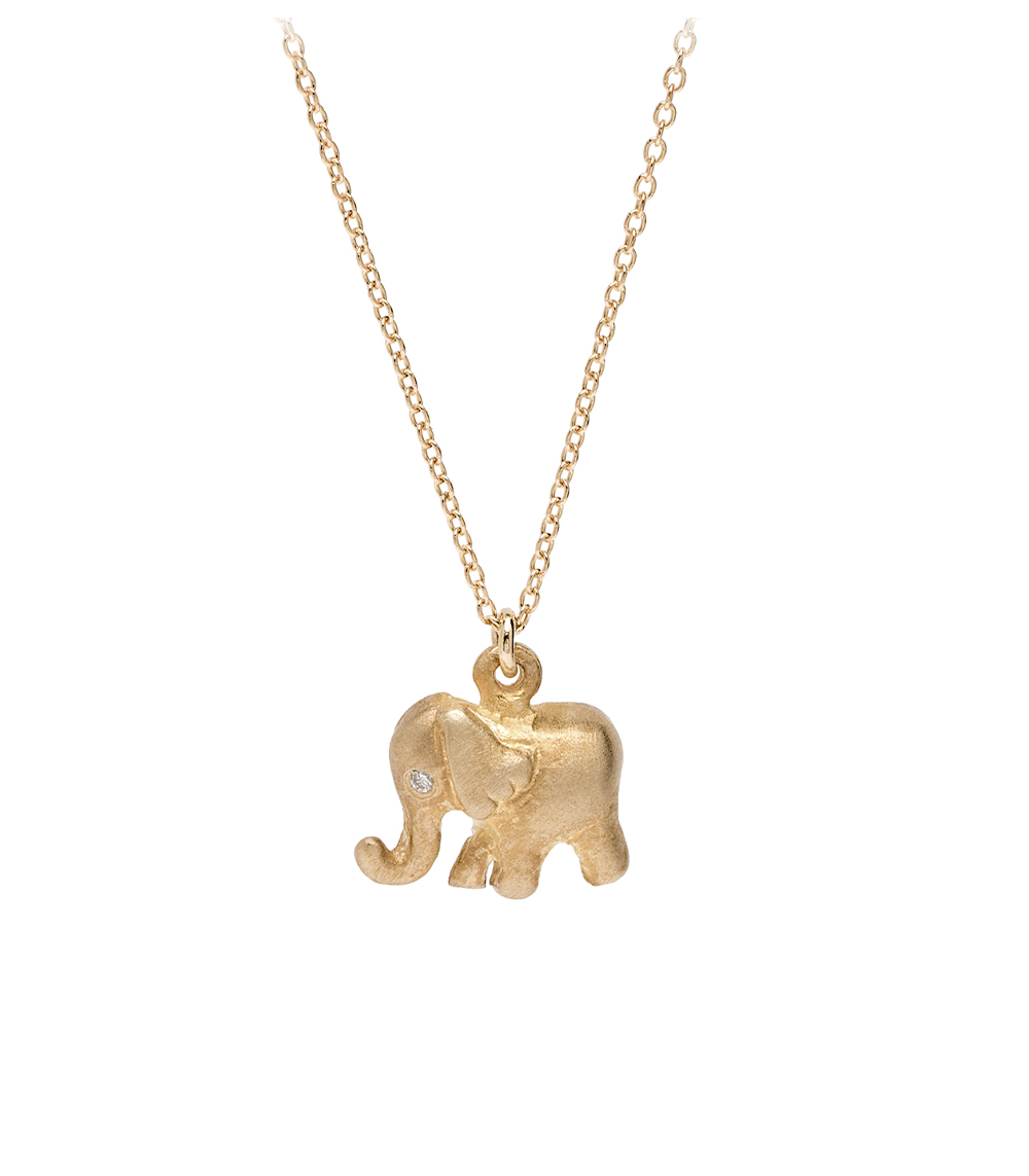 Simple Moonstone Gold Lucky Elephant Necklace