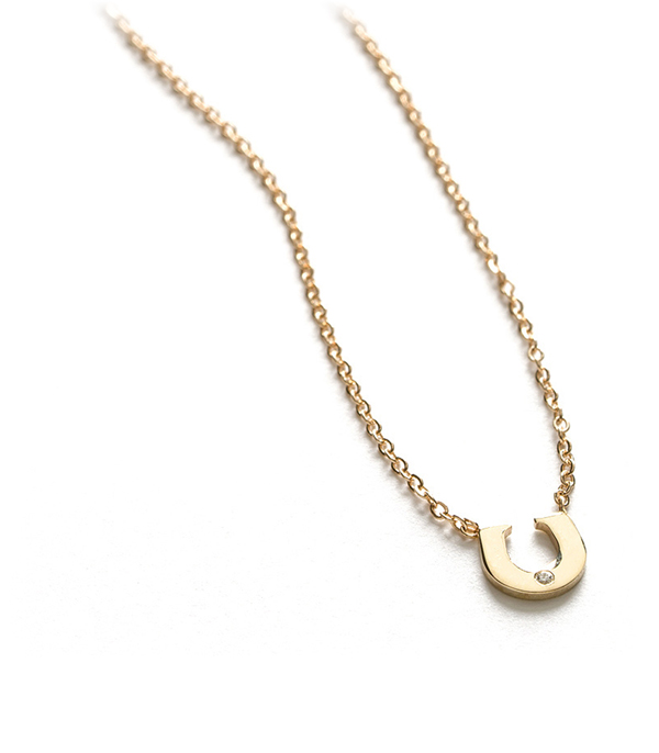 14k Gold Horse Shoe Good Luck Charm Necklace