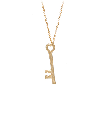 Charm Necklaces 14K Gold Key Charm Necklace designed by Sofia Kaman handmade in Los Angeles