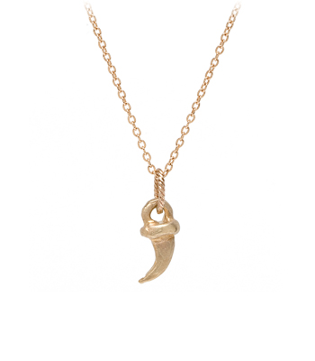 Charm Necklaces 14K Yellow Gold Kitty Cat Claw Necklace designed by Sofia Kaman handmade in Los Angeles