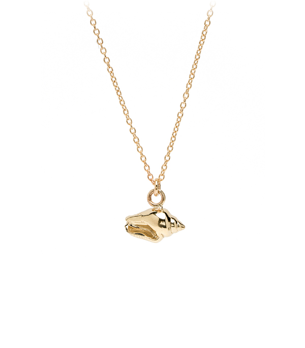 14k Yellow Gold Shell Charm Necklace